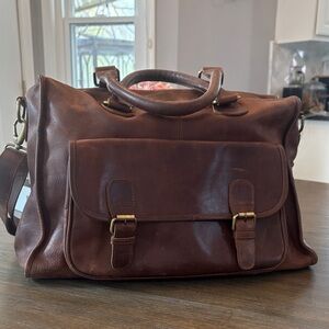 Women or Men’s Leather Satchel in Deep Brown for travel or laptop. Stunning!!!